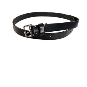 Coach Black Leather Belt with Silver Buckle